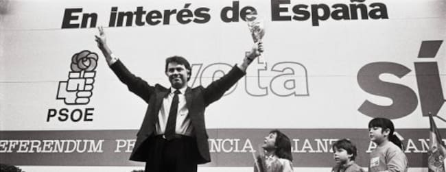 Mitin a favor de la OTAN de Felipe González.