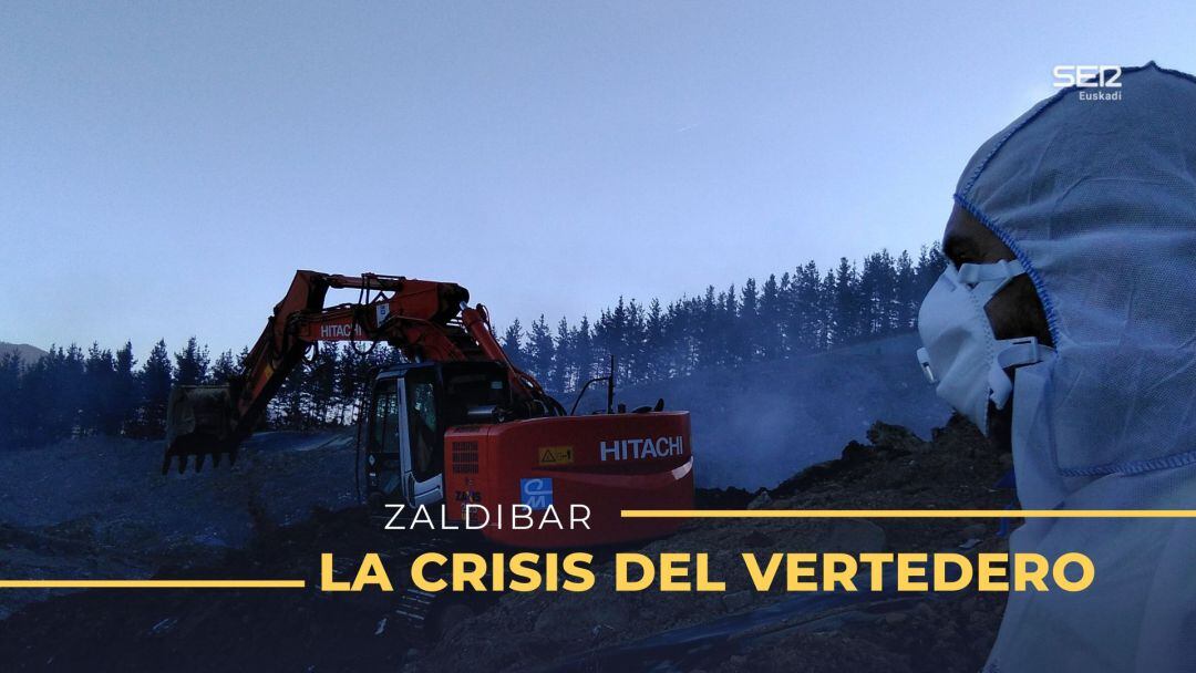 Atajado el fuego en el vertedero de Zaldibar 