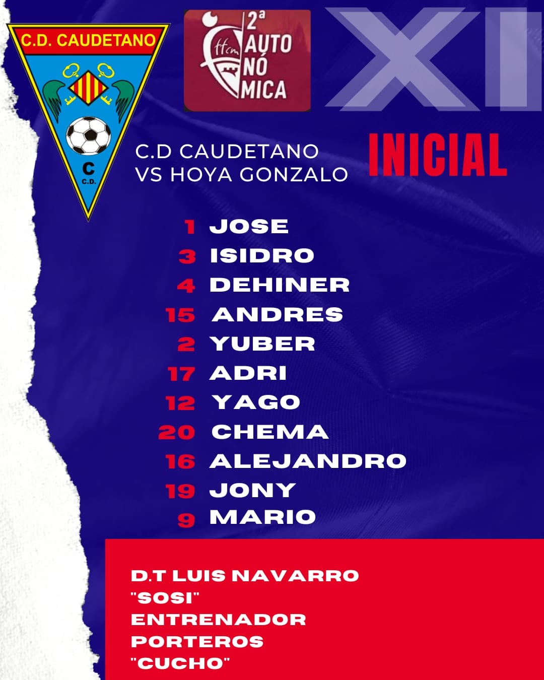 Alineación inicial del Caudetano