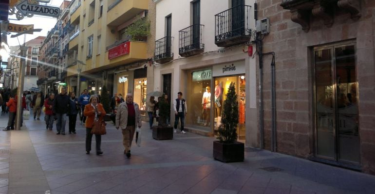 Varias personas por el Pasaje del Comercio de Linares.