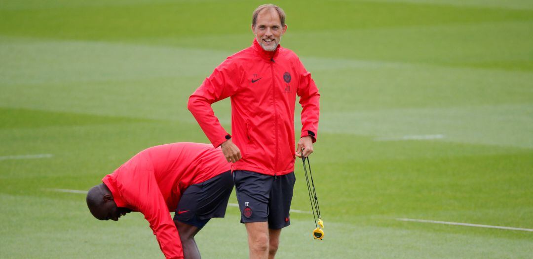 Thomas Tüchel, durante un entrenamiento con el PSG