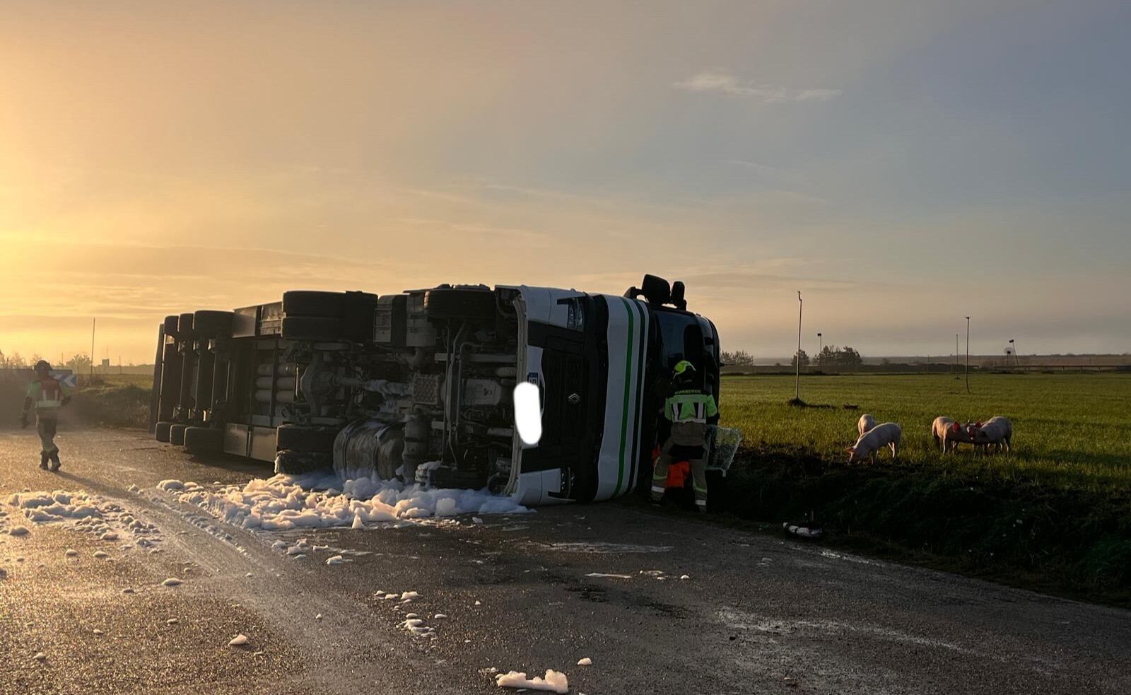 Camión accidentado. Foto: S.E.