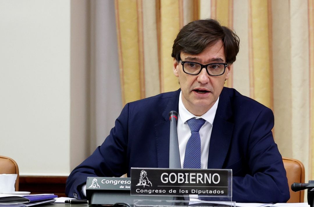 El ministro de Sanidad, Salvador Illa, durante su comparecencia este jueves en la Comisión correspondiente del Congreso. 