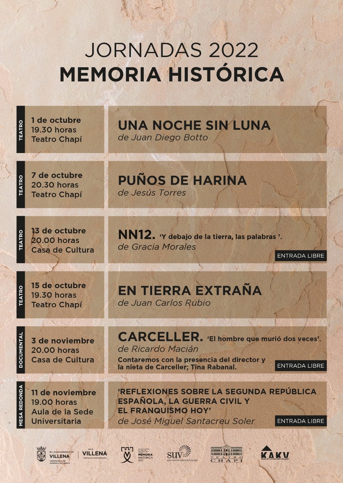 Actividades Jornadas Memoria Histórica 2022