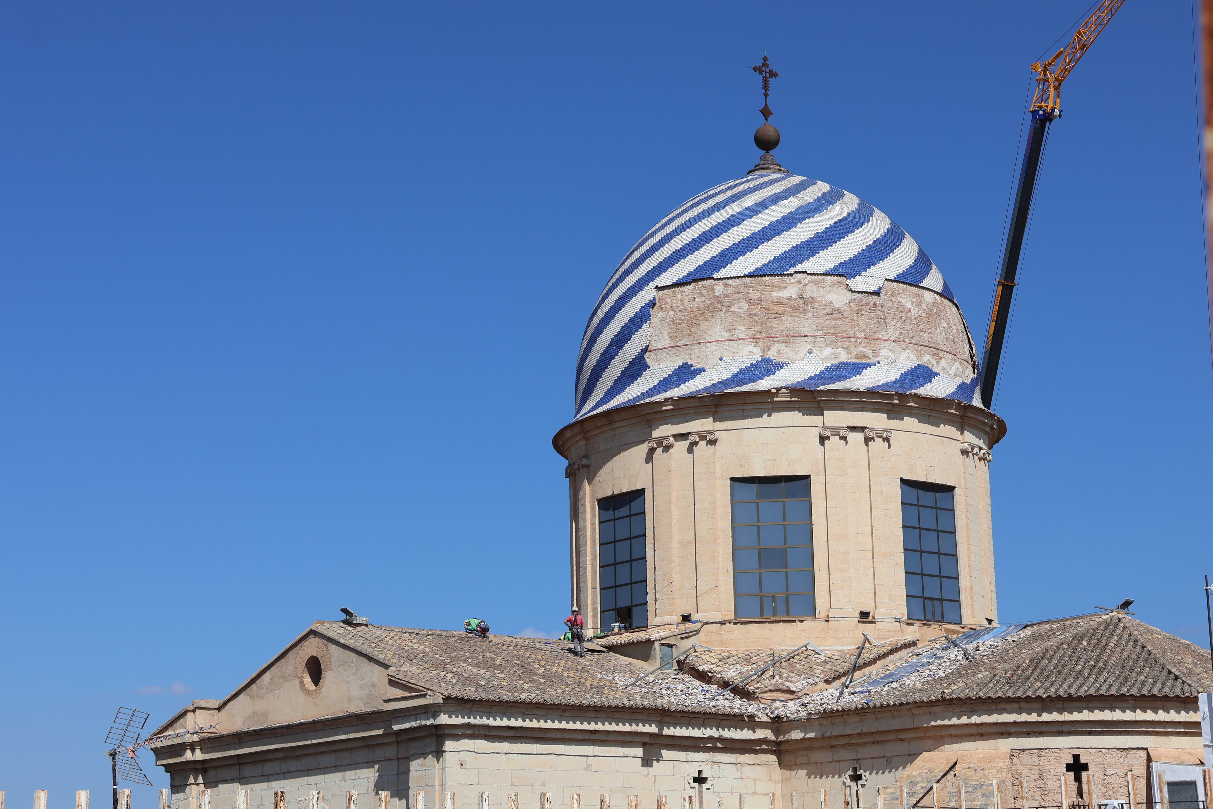 Comienzan los trabajos en la cúpula de la Basílica de la Purísima de Yecla