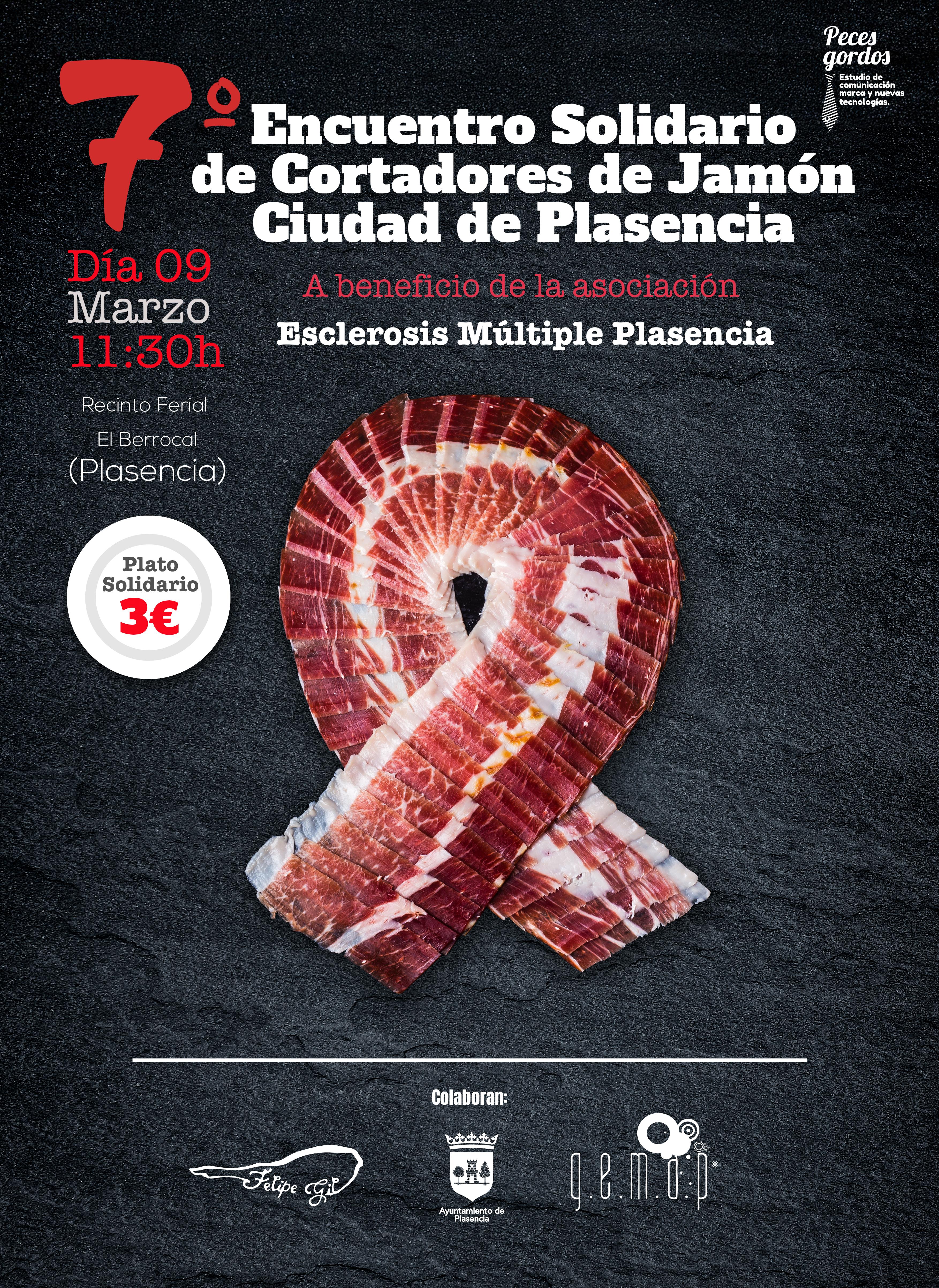 Cartel del séptimo Encuentro solidario de Cortadores de Jamón que se celebrará en Plasencia.