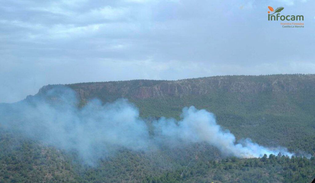Incendio forestal en la zona del Cerezo, entre Férez y Letur.
