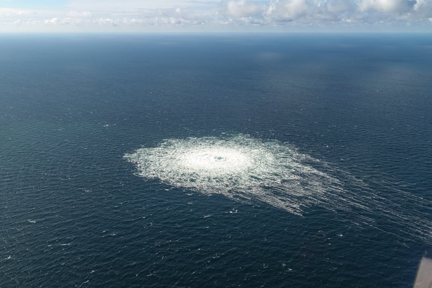 Imagen de la espuma provocada por las fugas en el gasoducto Nord Stream 2