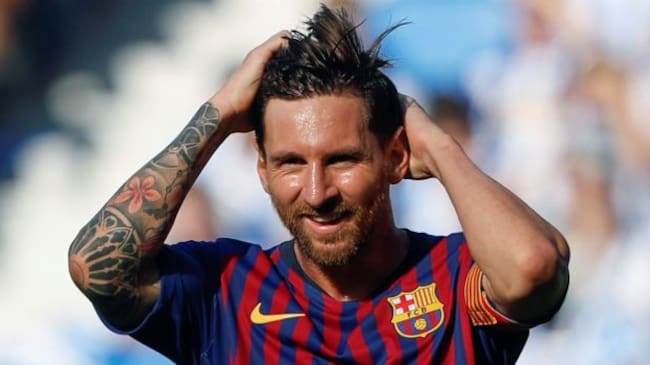 Messi, durante un partido con el Barça