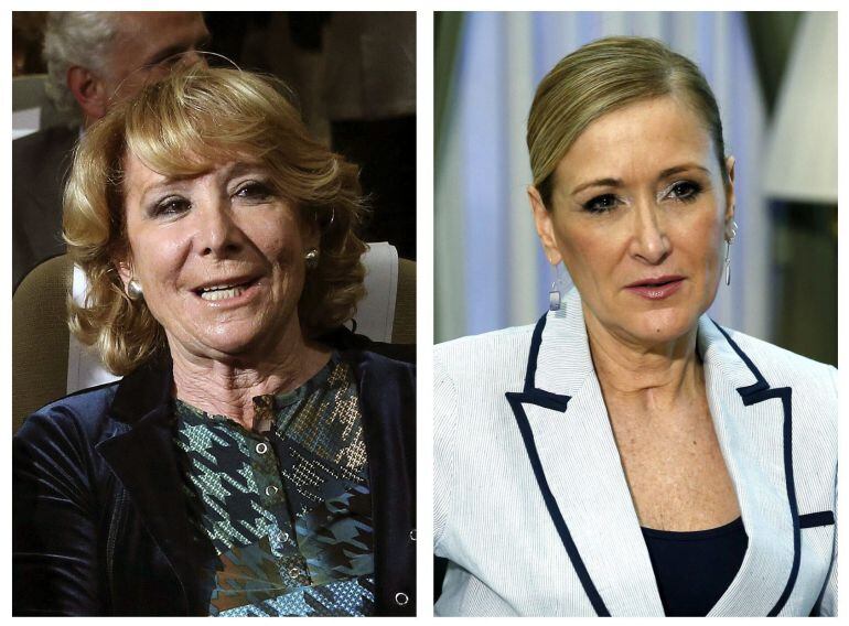 GRA392. MADRID, 06/03/2015.- Combo de imágenes de archivo de Esperanza Aguirre (i) y Cristina Cifuentes (d), candidatas a la Alcaldía de Madrid y a la Presidencia de esta comunidad autónoma, respectivamente, después de que el Comité Electoral Nacional del