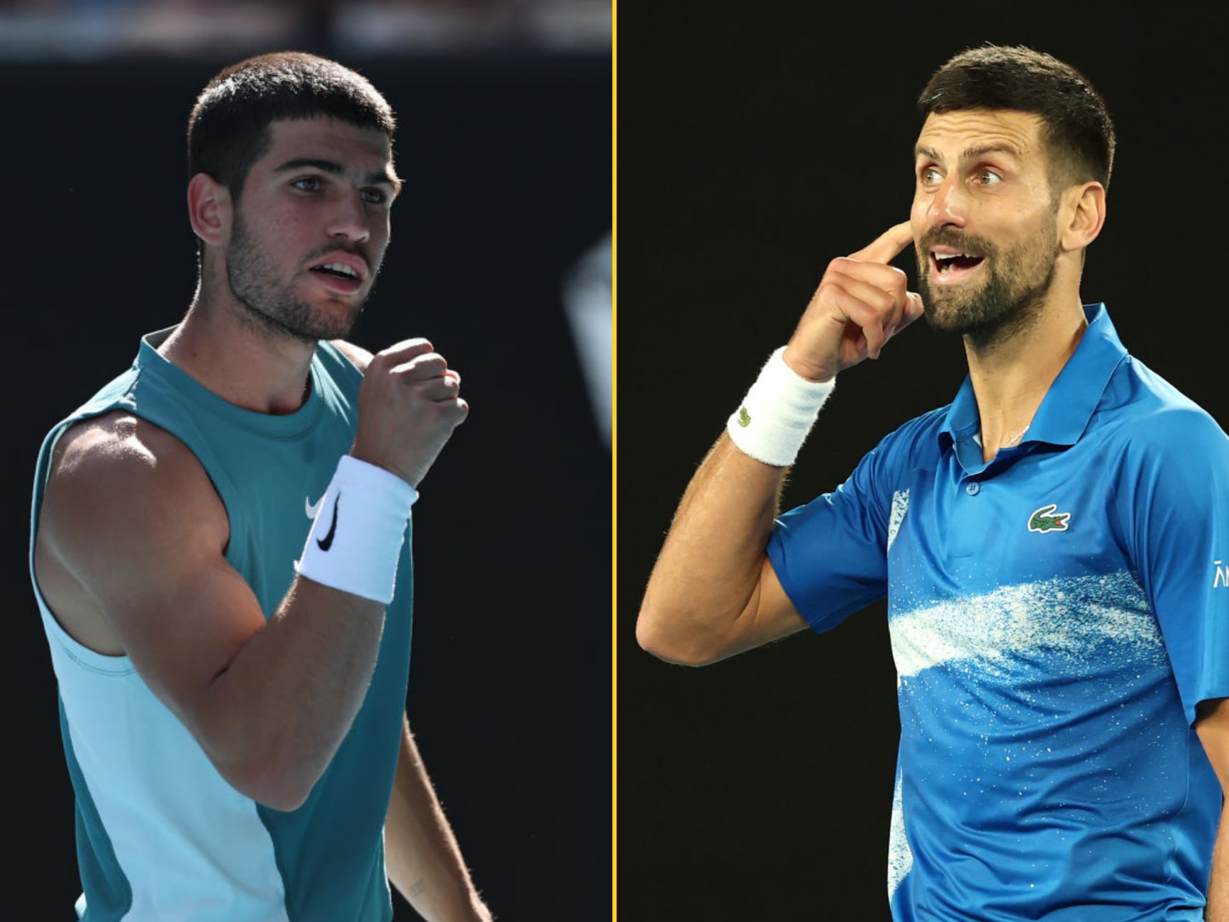 En un montaje, Carlos Alcaraz y Novak Djokovic