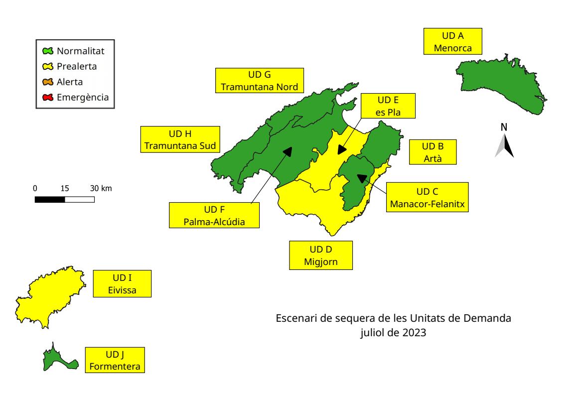 Cuadro situación sequía en julio (Govern)