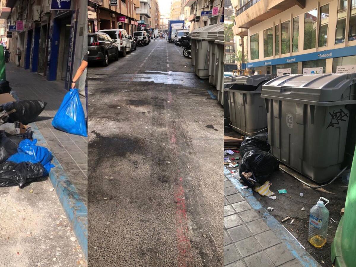 Los vecinos de Pintor Cabrera limpian su calle ante la acumulación de basura