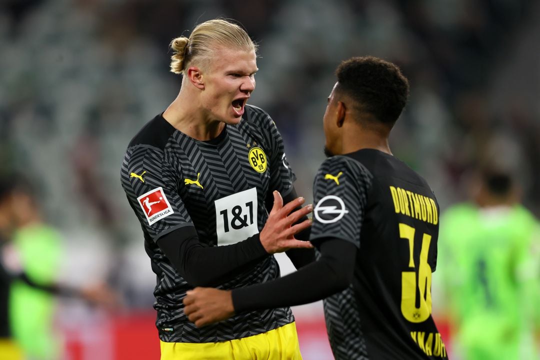 Haaland celebra su gol con el Borussia Dortmund