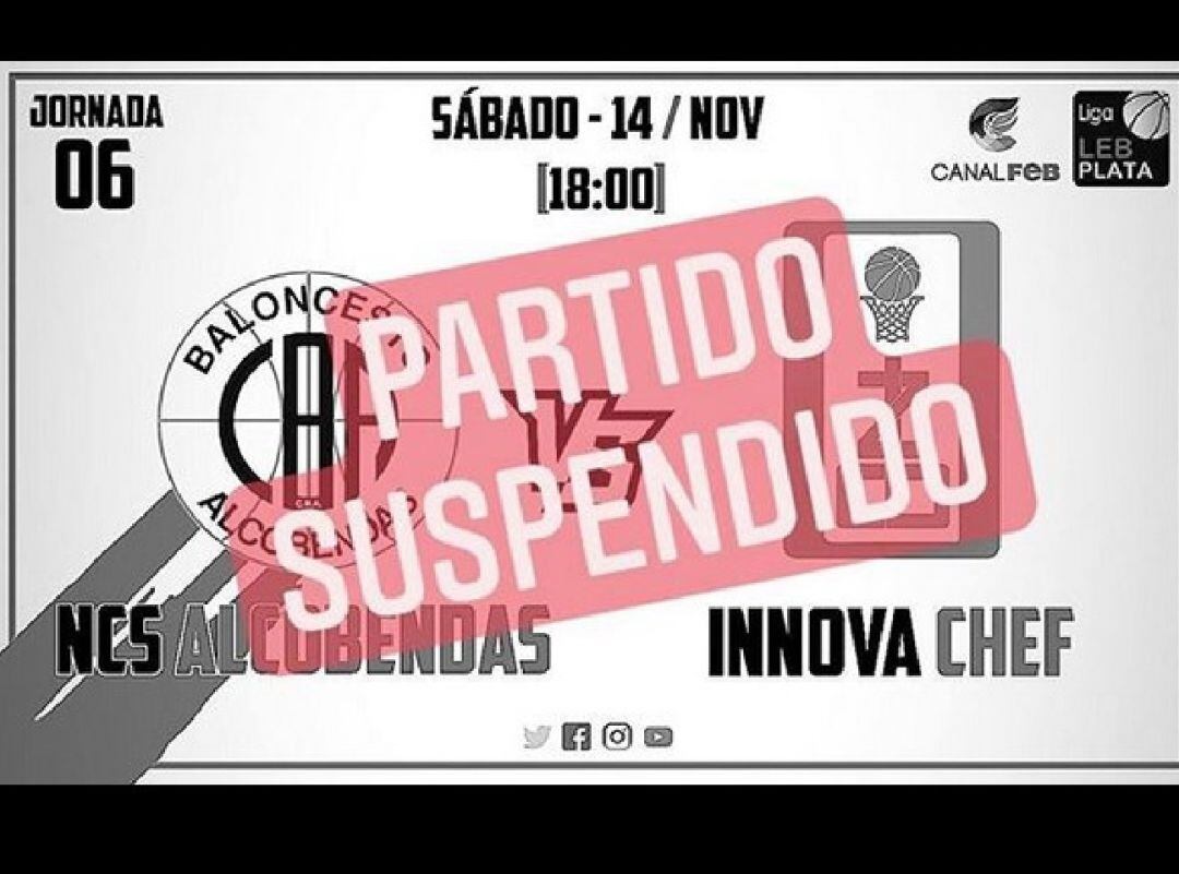 Anuncio de la suspensión en las redes