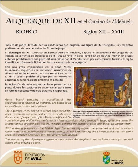 Texto incluido en el atril situado en el alquerque de XII