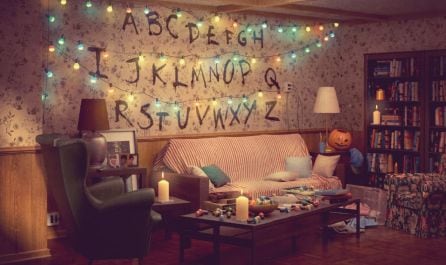 El salón de los Bryers de la serie de &#039;Stranger Things&#039;.