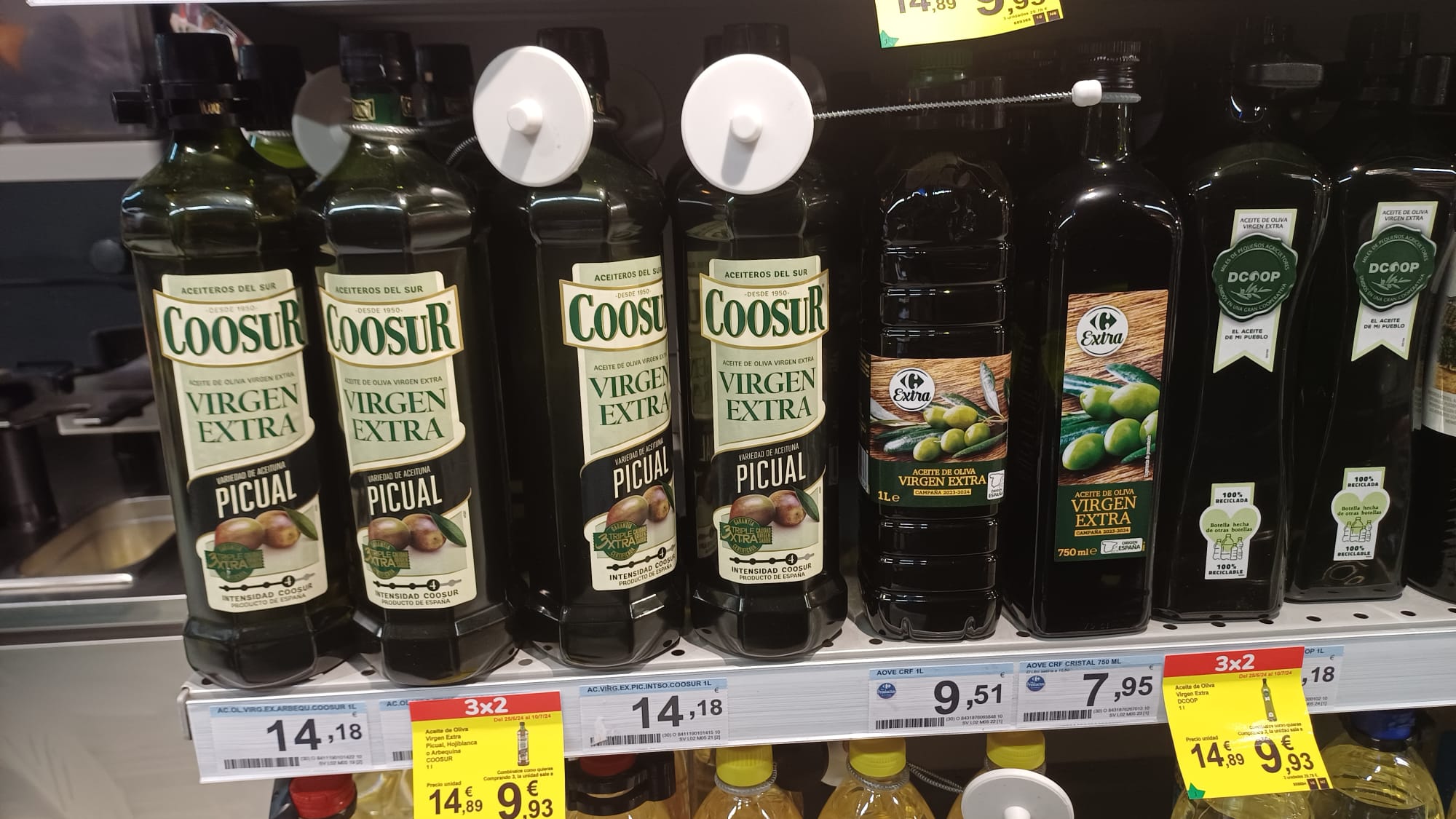 Aceite de oliva virgen extra, en Carrefour.