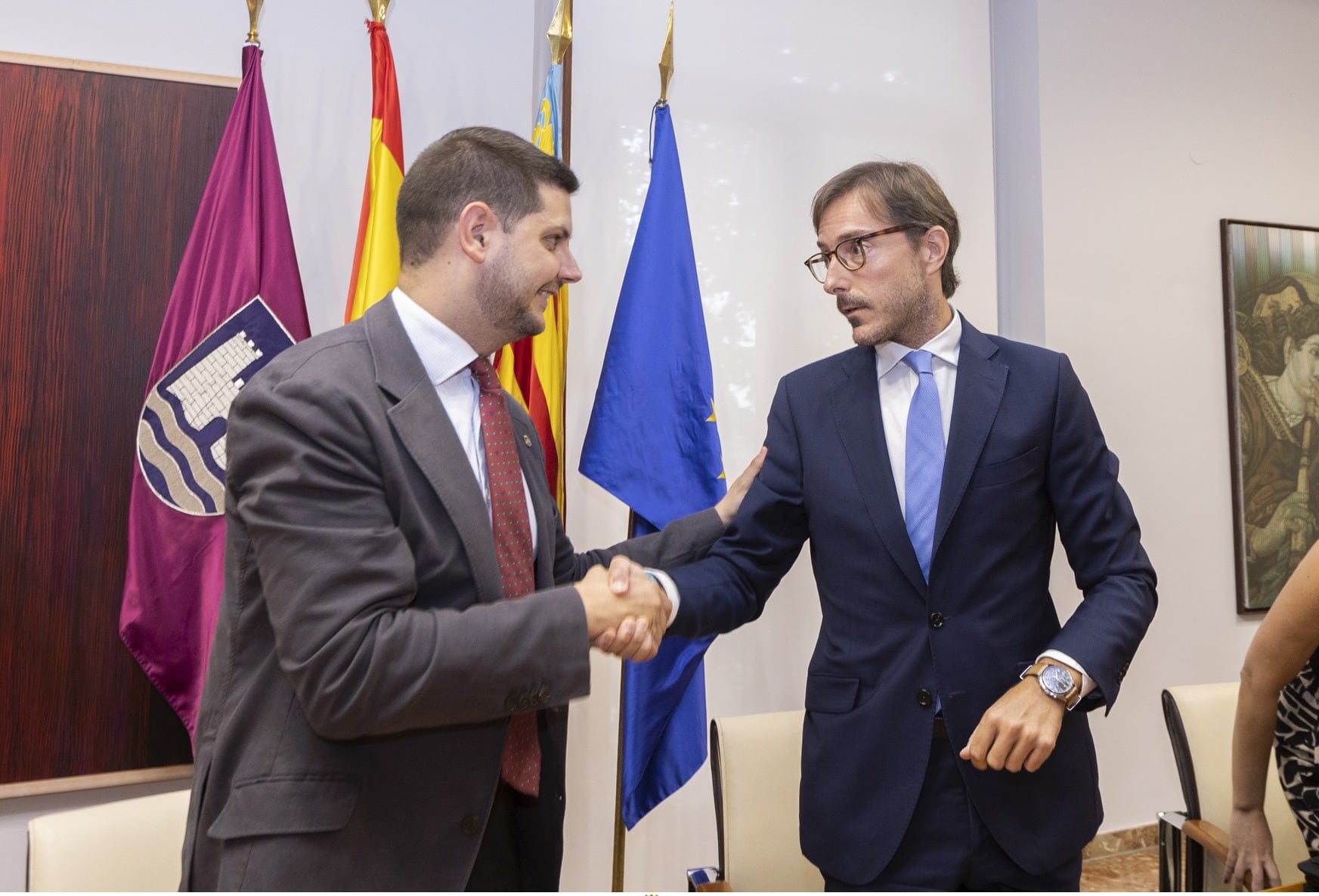 El alcalde de Gandia, José Manuel Prieto junto a José María Larena, director general de Infraestructuras Educativas de la Comunitat Valenciana.