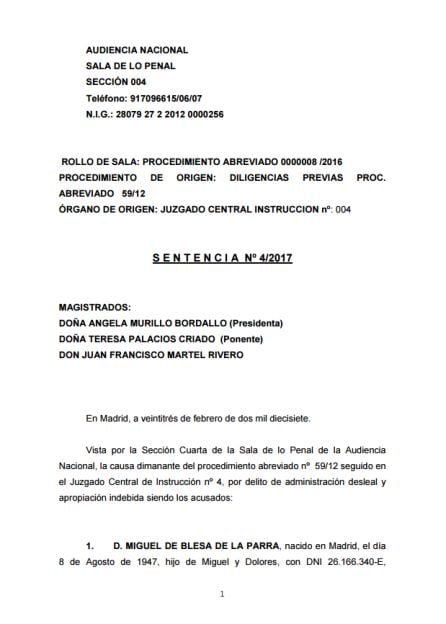 Consulta la sentencia completa del &#039;caso de las tarjetas black&#039;.