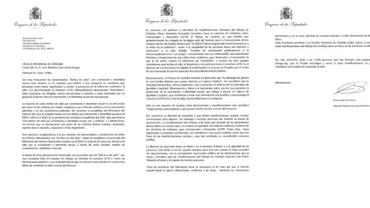 Hurtado denuncia al obispo ante la Fiscalía