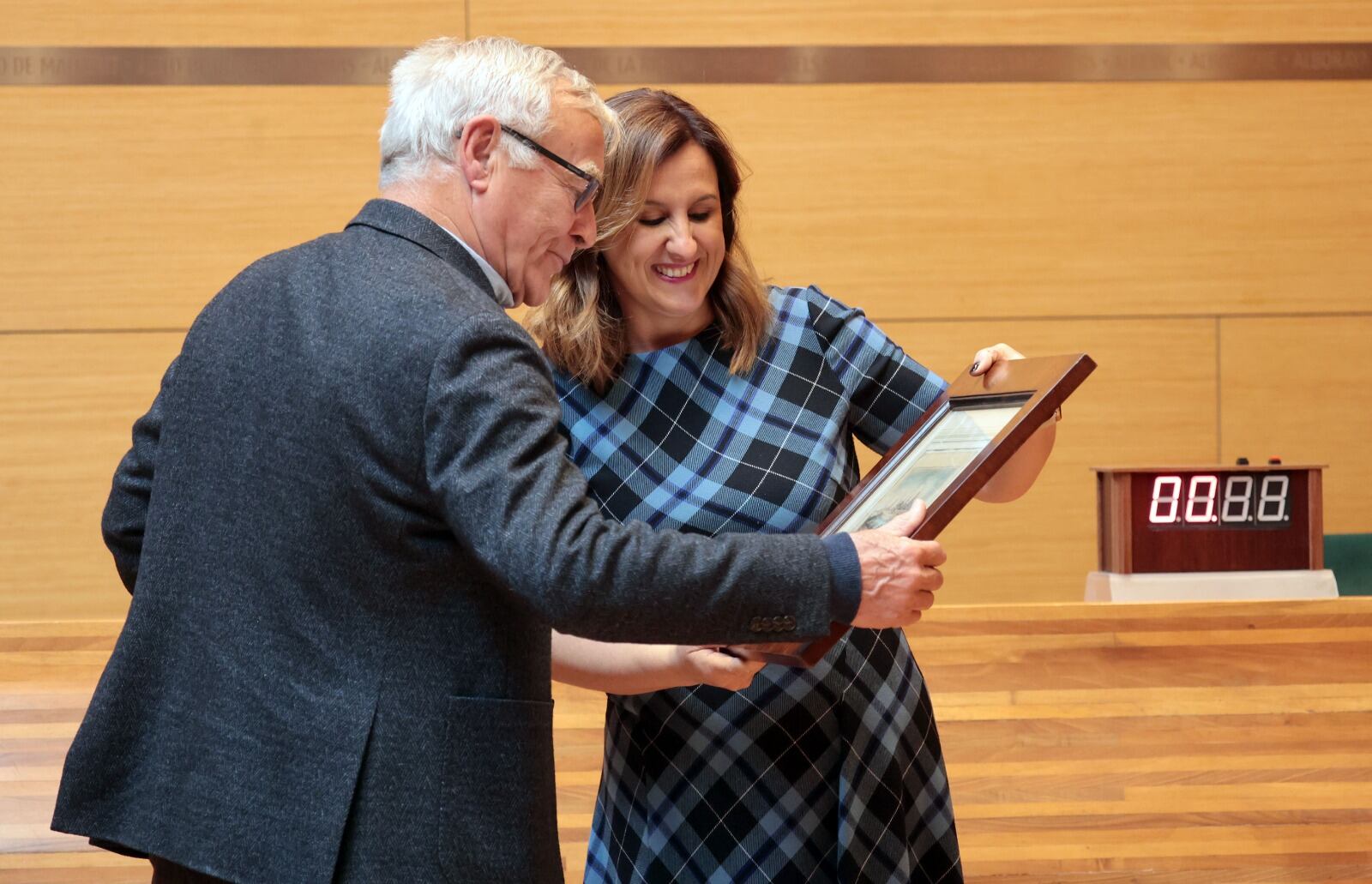 Joan Ribó y María José Catalá, en el último pleno del exalcalde de València