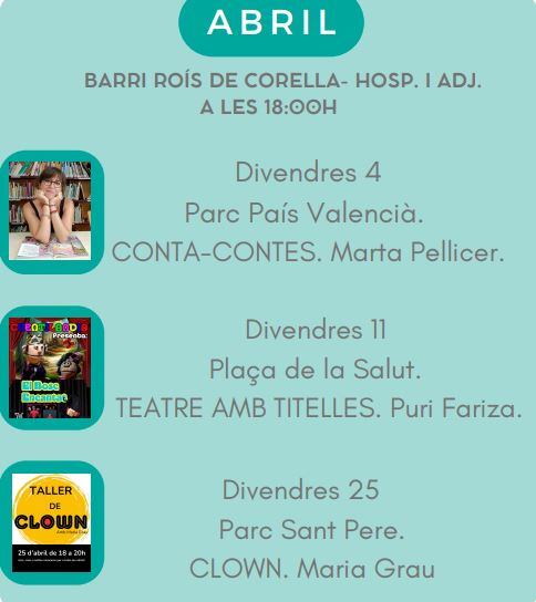Programa de actividades durante el mes de abril.