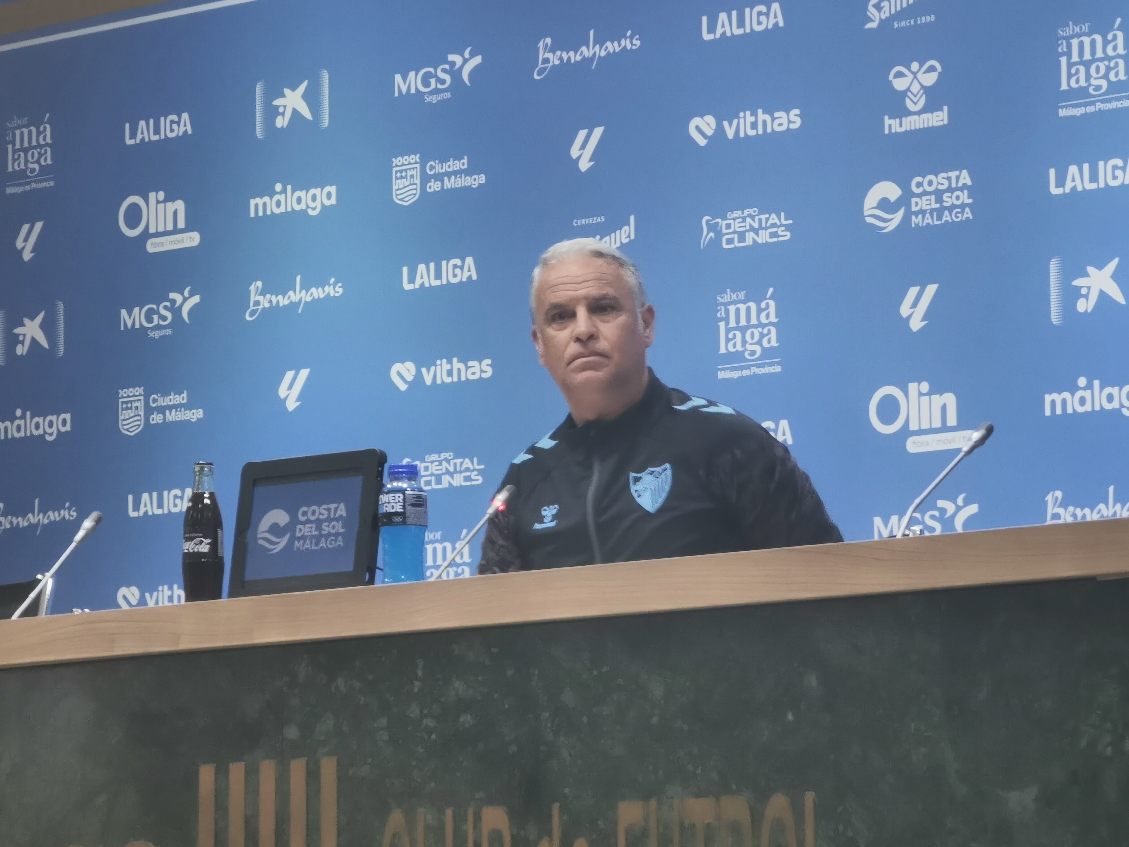 Sergio Pellicer, en la sala de prensa de La Rosaleda