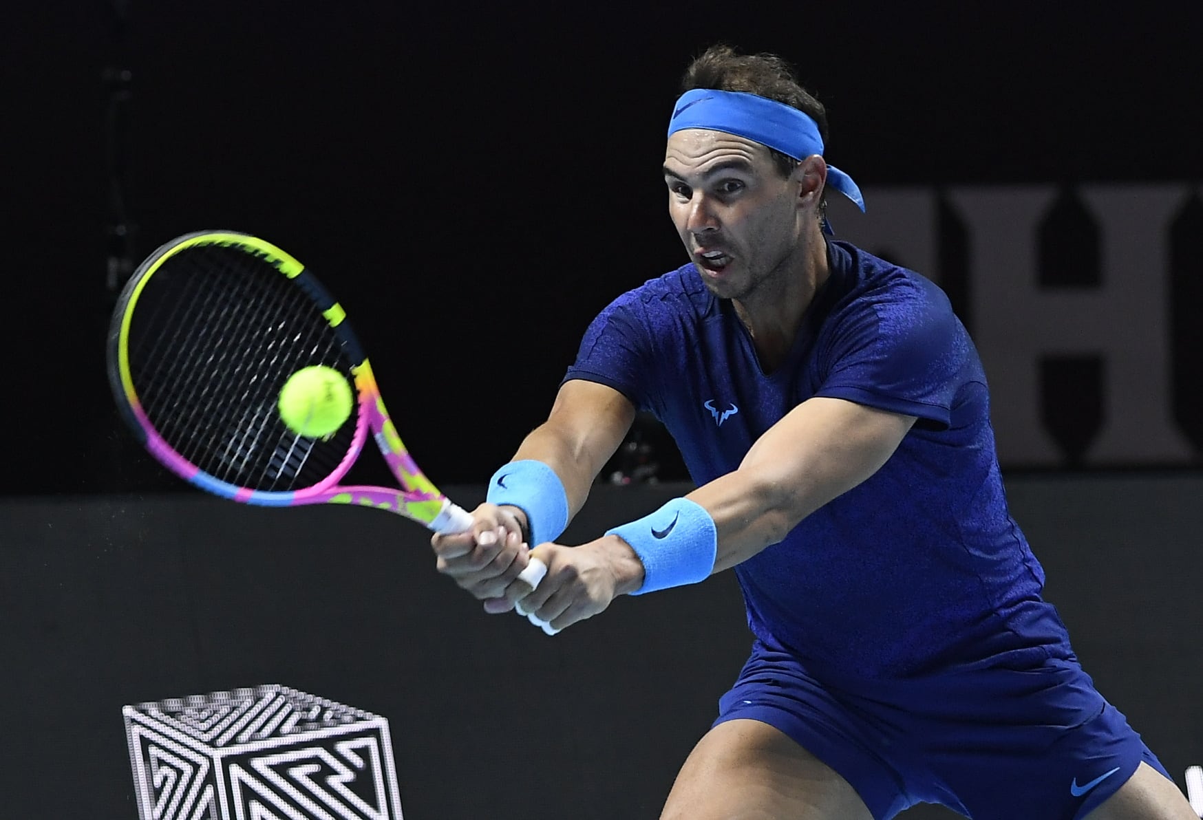 Rafa Nadal, durante su partido ante Novak Djokovic del Six Kings Slam