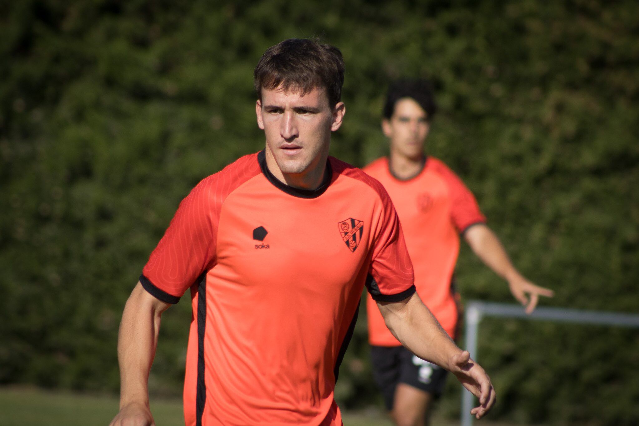 Iker Kortajarena durante un entrenamiento de pretemporada de la SD Huesca