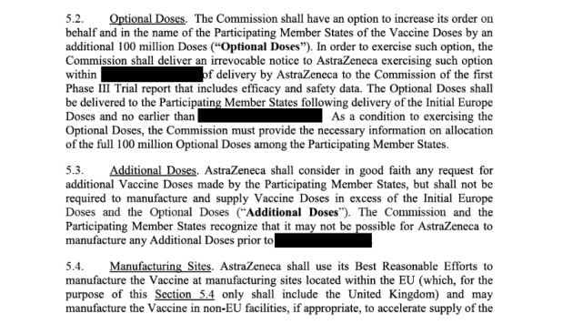 El artículo 5.4 del contrato resuelve, al parecer, la polémica de los últimos días entre la Comisión Europea y AstraZeneca.