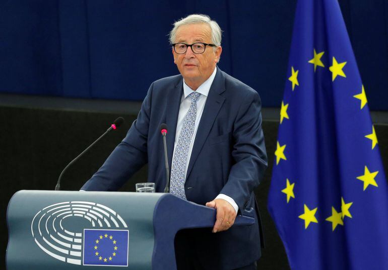 El presidente de la comisión, Jean-Claude Juncker, en un momento de su discurso sobre el Estado de la Unión europea