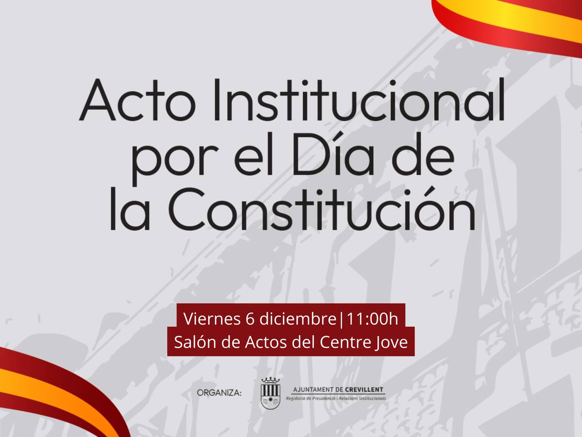 El Ayuntamiento programa un acto con jóvenes por el Día de la Constitución en Crevillent