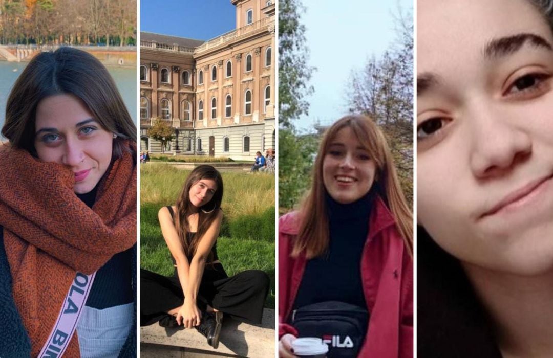 Claudia García, Elena Gómez, María Llanos y Daniela Caballero, estudiantes que viven fuera de España