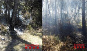 #Bomberscat #GRAF treballant amb eines manuals al flanc al flanc esquerre de l&#039;#IFRocallaura, 24 de juny