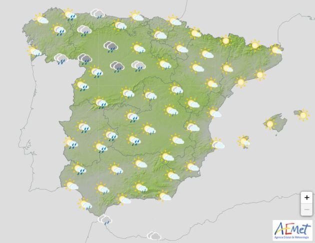 El mapa para el lunes trae lluvias.