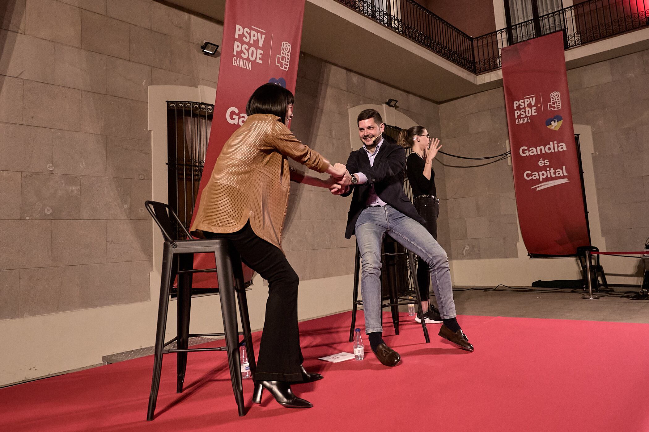 Diana Morant y José Manuel Prieto, en la Asamblea Extraordinaria del PSPV-PSOE de Gandia