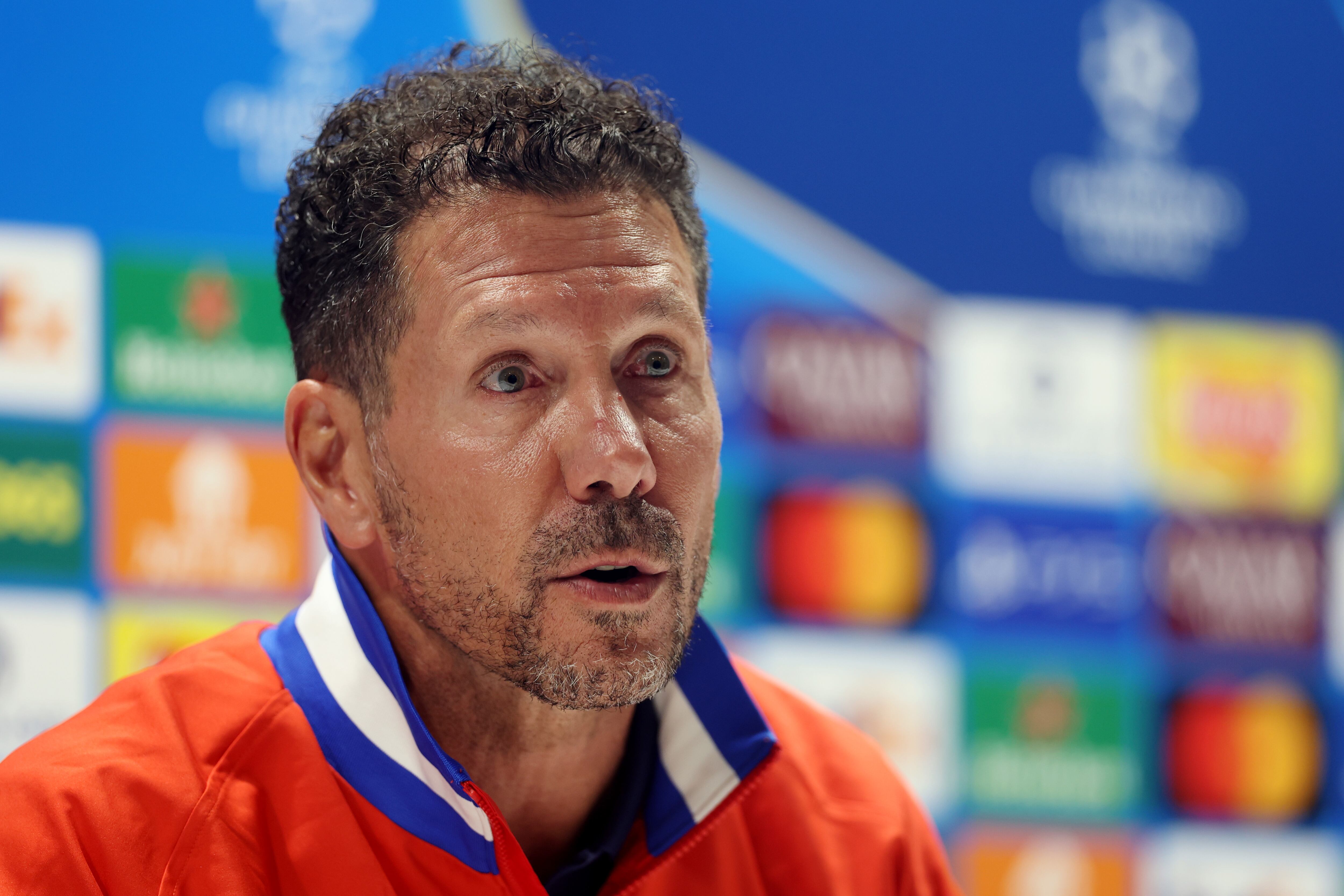 Simeone, durante la rueda de prensa previa al Arsenal-Atlético