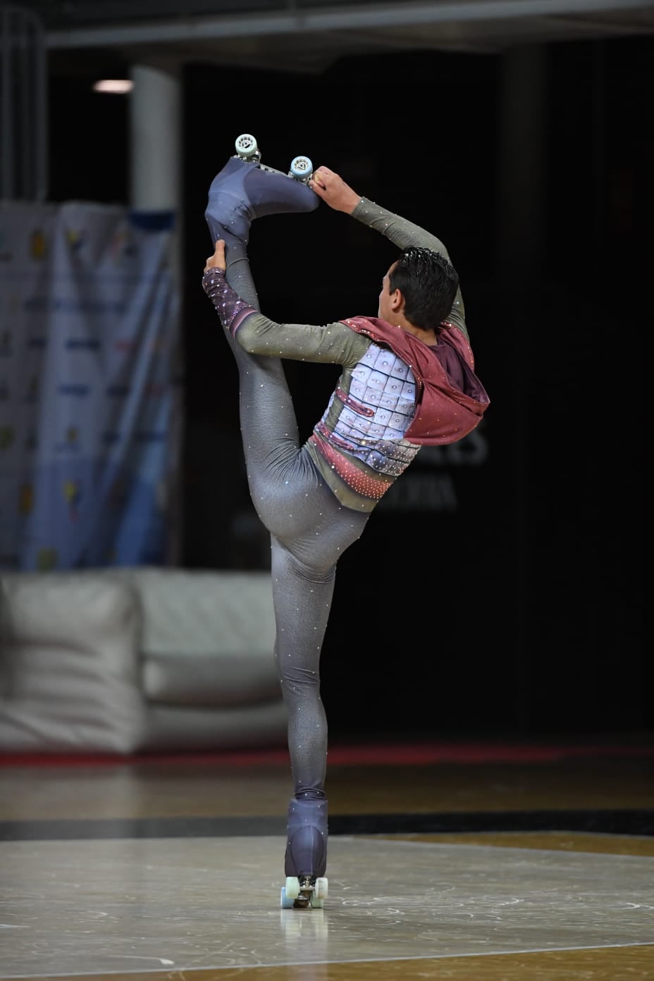 El patinador soriano Héctor Díez, Campeón de Europa, durante su ejercicio.