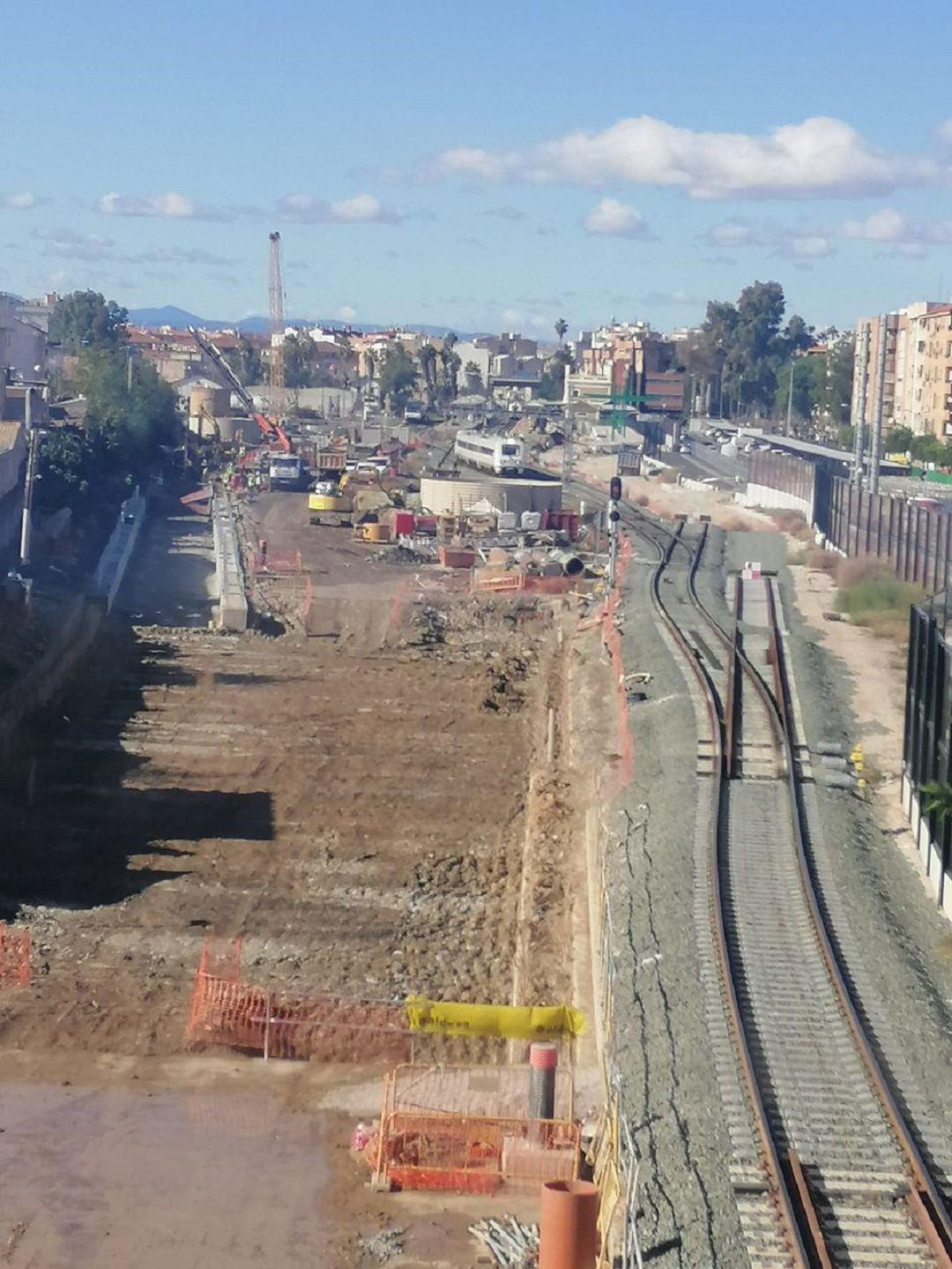 Obras de soterramiento de la alta velocidad en Murcia