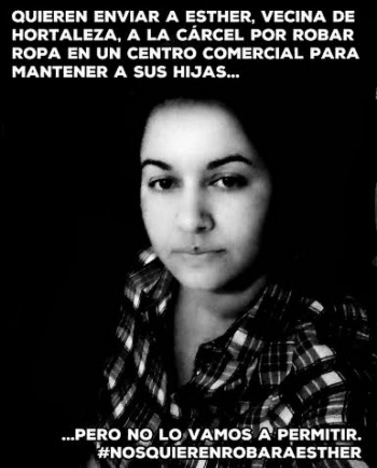 Cartel de la campaña de apoyo a Esther, que difundieron los vecinos del barrio. 