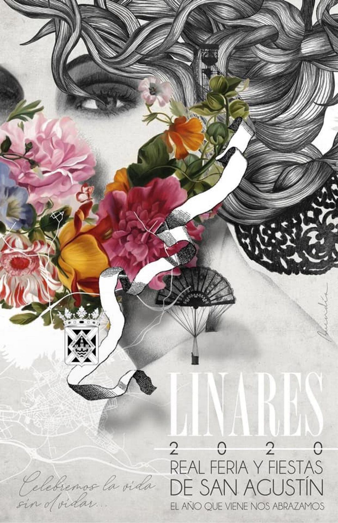 Cartel homenaje a la Feria de Linares diseñado en este 2020 por el ilustrador linarense Carlos Buendía.