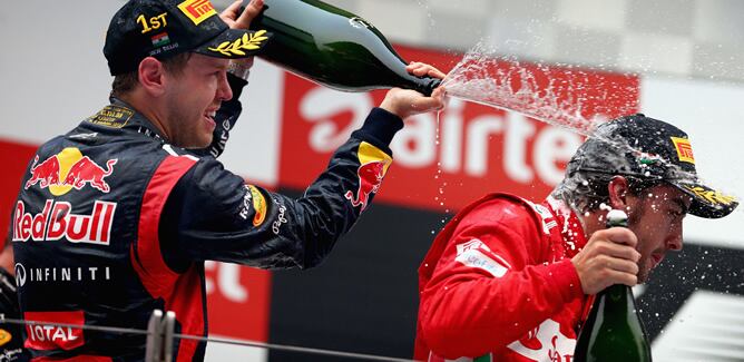 Los dos campeones del mundo, en una imagen del Mundial 2013 de F1.