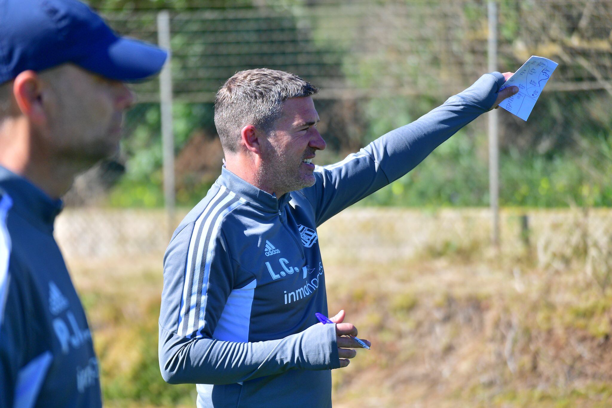 Luis Carrión durante el entrenamiento de hoy