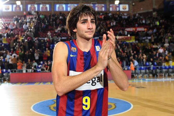 Ricky Rubio, durante un partido con el Barça