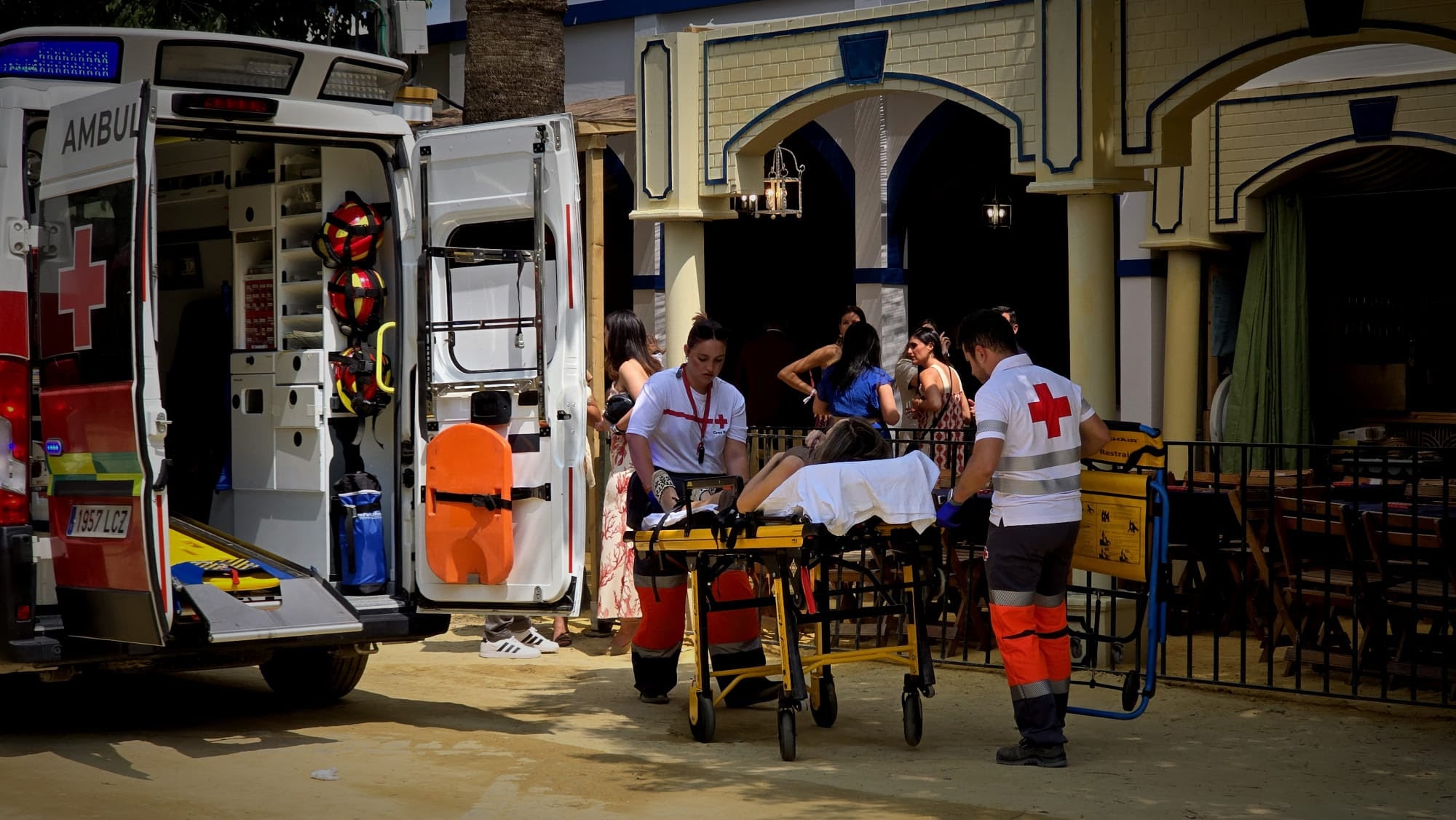 Dispositivo sanitario de Cruz Roja durante la Feria del Caballo de Jerez