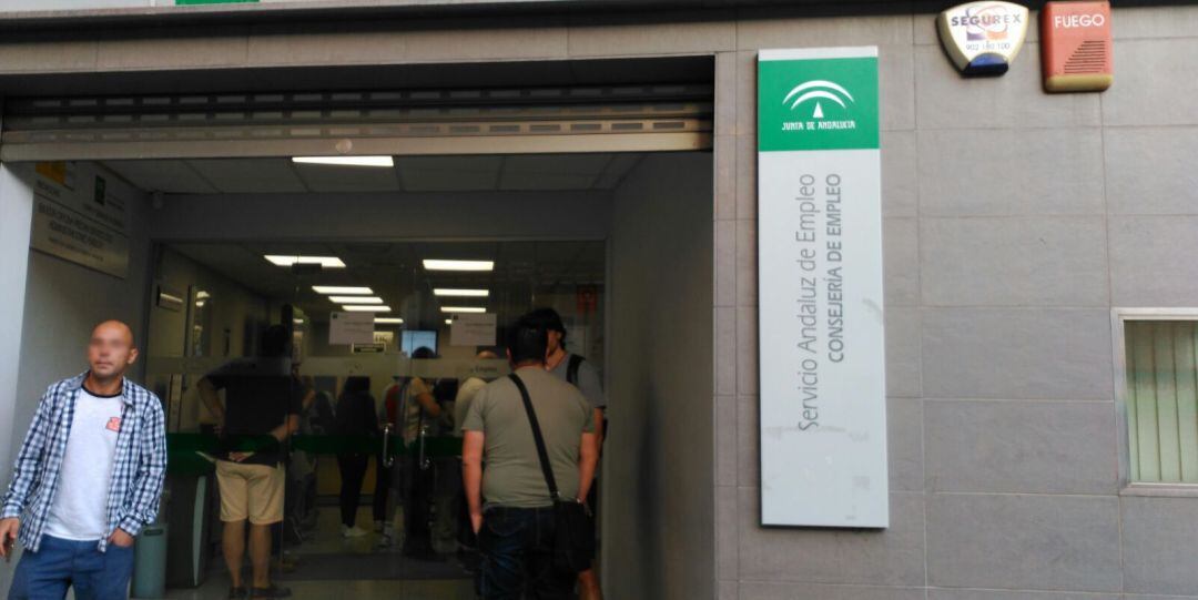 Varios jienenses esperan en una oficina del Servicio Andaluz de Empleo.