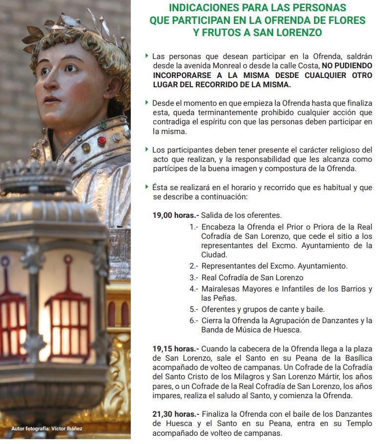 Indicaciones ofrenda de flores