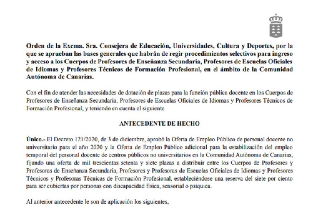 La Consejería ya tiene listo el borrador para negociar los detalles de las oposiciones