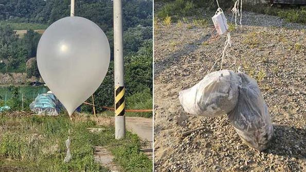 Corea del Norte envía globos rellenos de desechos a Corea del Sur.